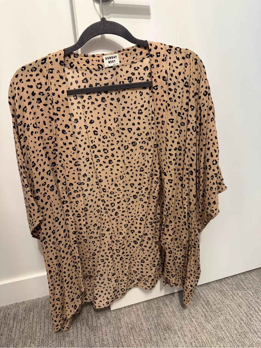 Sunday Best Tan and Black Leopard Print Open Front Tunic